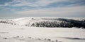 Petrovy kameny and Vysoka hole from Praded hill in winter Jeseniky mountains in Czech republic Royalty Free Stock Photo