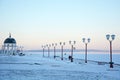 Petrozavodsk city rotunda on Onego lake in winter