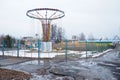 Petrozavodsk, Karelia, Russia, April 19, 2024: Park of culture and recreation, amusement park. Carousels, rides, swings