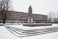 Petrozavodsk, Karelia, Russia, January 14, 2023 Monument to Otto Wilhelmovich Kuusinen, Russian Soviet statesman