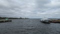 Petrozavodsk, Karelia, Russia, tourists sit on a boat for a trip to the islands of Lake Onega.