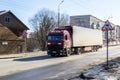 Truck on the road. Motion blur