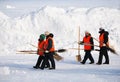 PETROZAVODSK, RUSSIA Ã¯Â¿Â½ FEBRUARY 18: janitors with shovels and br