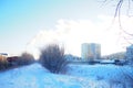 Petrozavodsk, Russia, 01.03.24: Klyuchevaya district, Neubrandenburskaya street, New Klyuchi. Winter short polar day