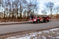 Fire truck goes to the call. Motion blur Royalty Free Stock Photo