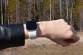 Modern smart watch on a girlÃ¢â¬â¢s hand