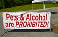 Pets and Alcohol Prohibited