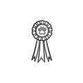 Pets award rosette hand drawn outline doodle icon. Royalty Free Stock Photo