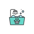 Pets bath filled outline icon