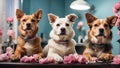 Pets in a beauty salon for animals.
