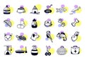 Pets vector icons set Royalty Free Stock Photo