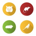 Pets flat design long shadow glyph icons set Royalty Free Stock Photo