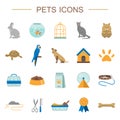 Pets flat icons set Royalty Free Stock Photo
