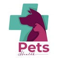 Pets health isolated icon dog and cat vet clinic Royalty Free Stock Photo