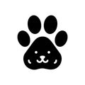 Black solid icon for Pets, paw and care