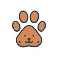 Color illustration icon for Pets, paw and foot