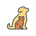 Color illustration icon for Pets, tamed and care