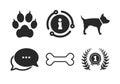 Pets icons. Cat paw with clutches sign. Vector