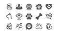 Pets icons set. Dog care, veterinary and cat food icons. Vector Royalty Free Stock Photo