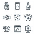 Pets line icons. linear set. quality vector line set such as pet, petshop, bird, collar, cat, badge, poop, fish food