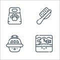 Pets line icons. linear set. quality vector line set such as aquarium, pet carrier, pet brush