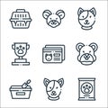 Pets line icons. linear set. quality vector line set such as dog food, dog, sandbox, hamster, card, trophy, cat, mouse