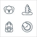 pets line icons. linear set. quality vector line set such as tennis ball, shopping bag, pet toy