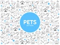 Pets Line Icons Pattern Royalty Free Stock Photo