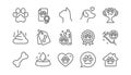 Pets line icons set. Dog care, veterinary and cat food icons. Vector Royalty Free Stock Photo