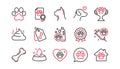 Pets line icons set. Dog care, veterinary and cat food icons. Vector Royalty Free Stock Photo