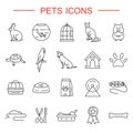 Pets line icons set Royalty Free Stock Photo
