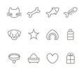 Pets line icons set