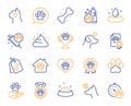 Pets line icons. Veterinary, dog care and cat food icons. Vector