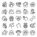 Pets line icons. Veterinary, dog care and cat food icons. Vector Royalty Free Stock Photo