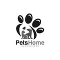 Pets Logo dog cat design vector template. Animals Veterinary clinic Logotype concept outline icon Royalty Free Stock Photo