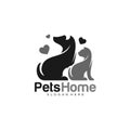 Pets Logo dog cat design vector template. Animals Veterinary clinic Logotype concept outline icon Royalty Free Stock Photo