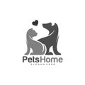 Pets Logo dog cat design vector template. Animals Veterinary clinic Logotype concept outline icon Royalty Free Stock Photo