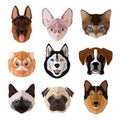 Pets portrait flat icon set