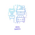 Pets safety while traveling blue gradient concept icon