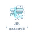 Pets safety while traveling turquoise concept icon