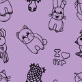 The pets seamless pattern on color background Royalty Free Stock Photo