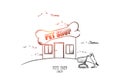 Pets shop concept. Hand drawn isolated vector.