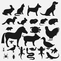 Pets silhouettes icons set
