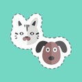 Pets Sticker in trendy line cut isolated on blue background Royalty Free Stock Photo