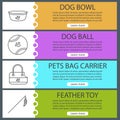 Pets supplies web banner templates set