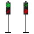 Pets toilet for dogs. Night traffic lights Set in cartoon style. Red light above green Royalty Free Stock Photo