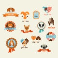 Pets vector icons - cats and dogs elements