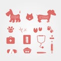 Pets veterinary icons set. Medicine emblems. Vector illustration