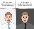 Pets vs children reaction meme