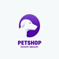 Petshop Abstract Vector Sign, Emblem, Icon or Logo Template. Negative Space Dog Silhouette with Typography.